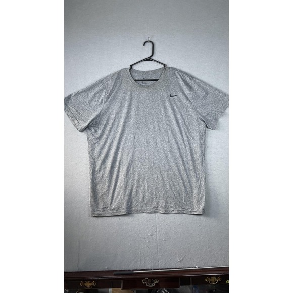 Nike Shirt Mens 3XL Gray Dri-FIT Athletic Training Short Sleeve Swoosh Workout - Picture 1 of 8